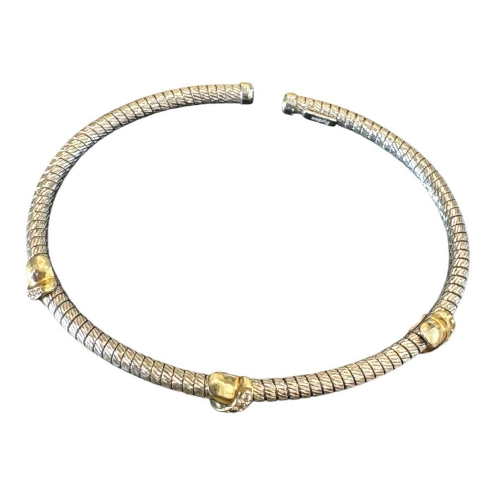 Vintage Dyadema Vermeil Bangle Bracelet With Clear Stones - Picture 3 of 3